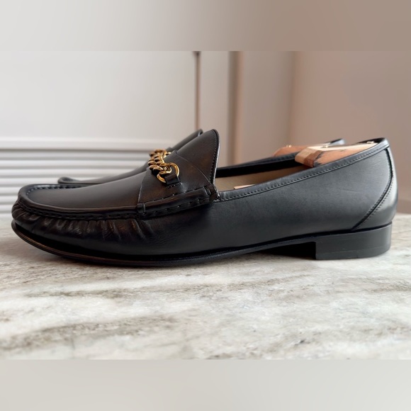 TOM FORD York Chain Black Smooth Leather Loafers US 11.5 Italy $1600 Horsebit - Picture 3 of 8